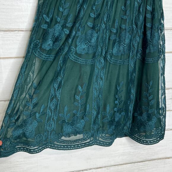 Haute Monde Forest Green Embroidered Dress Size Medium - Picture 10 of 11